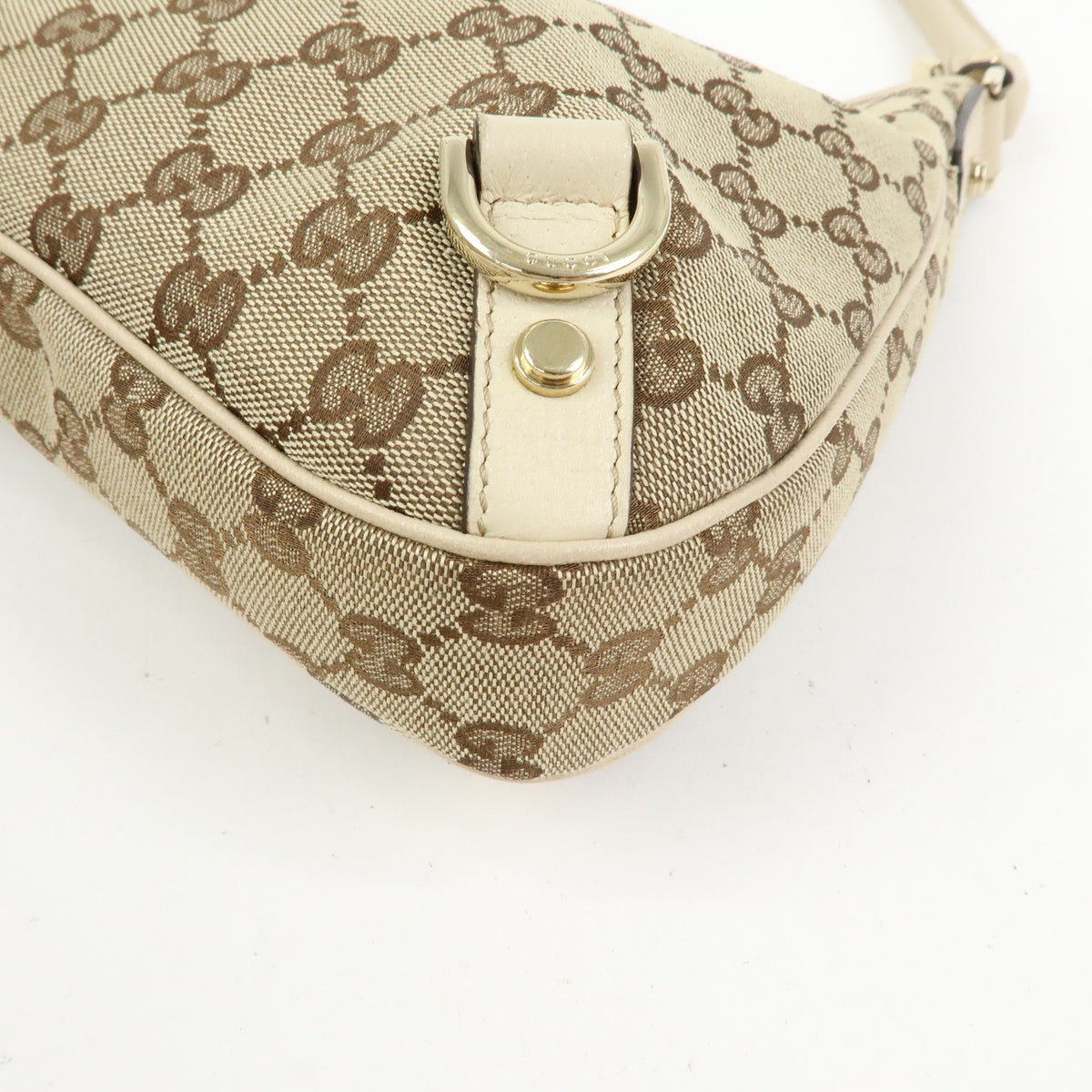 GUCCI Abbey GG Canvas Leather Shoulder Bag Beige Brown Ivory 130738