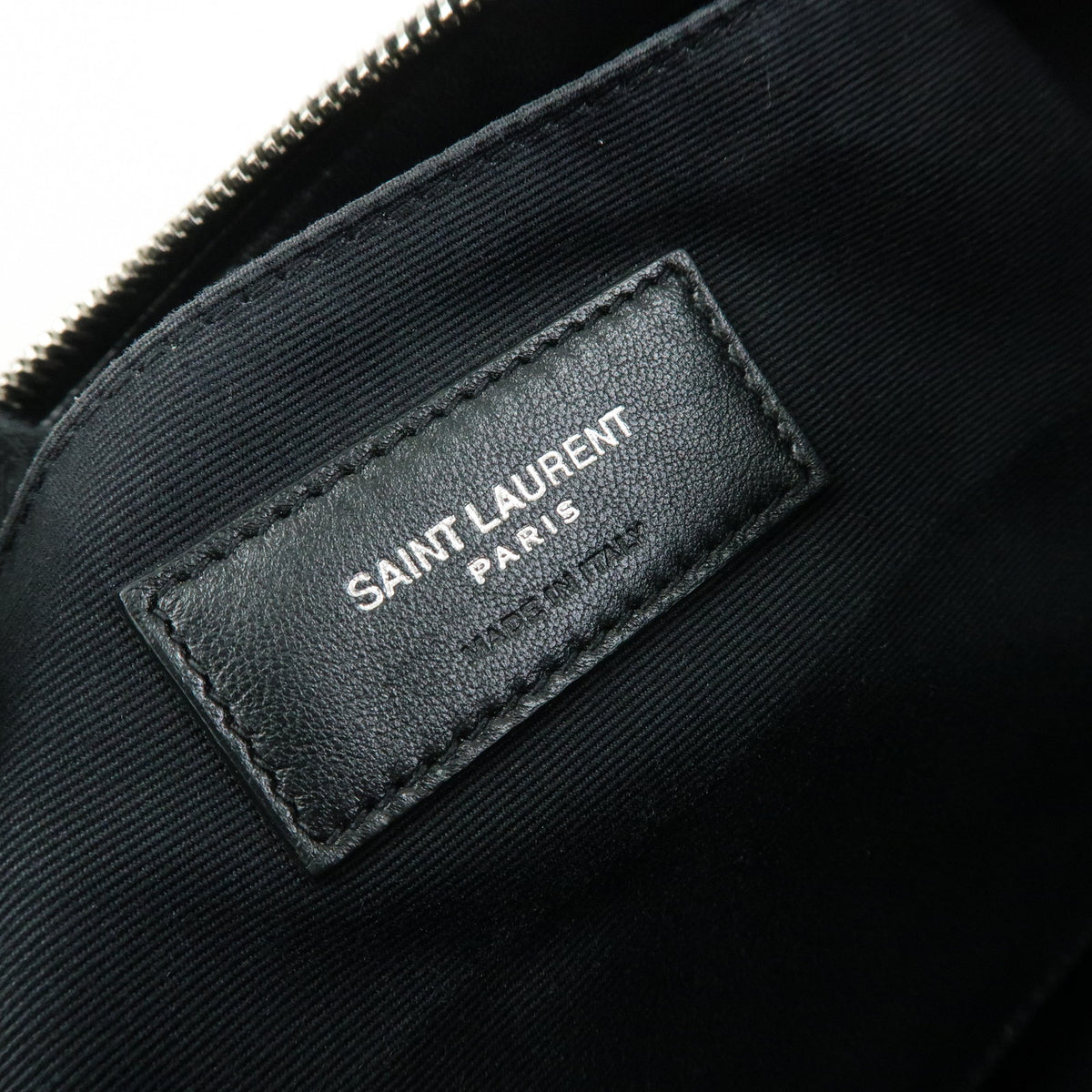 SAINT LAURENT PARIS Rive Gauche Clutch Bag Pouch Black White 565722