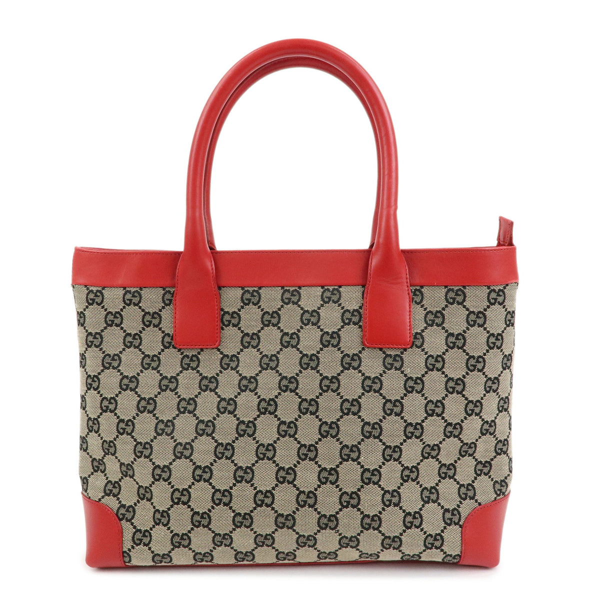 GUCCI GG Canvas Leather Tote Bag Hand Bag Beige Red 002・1119