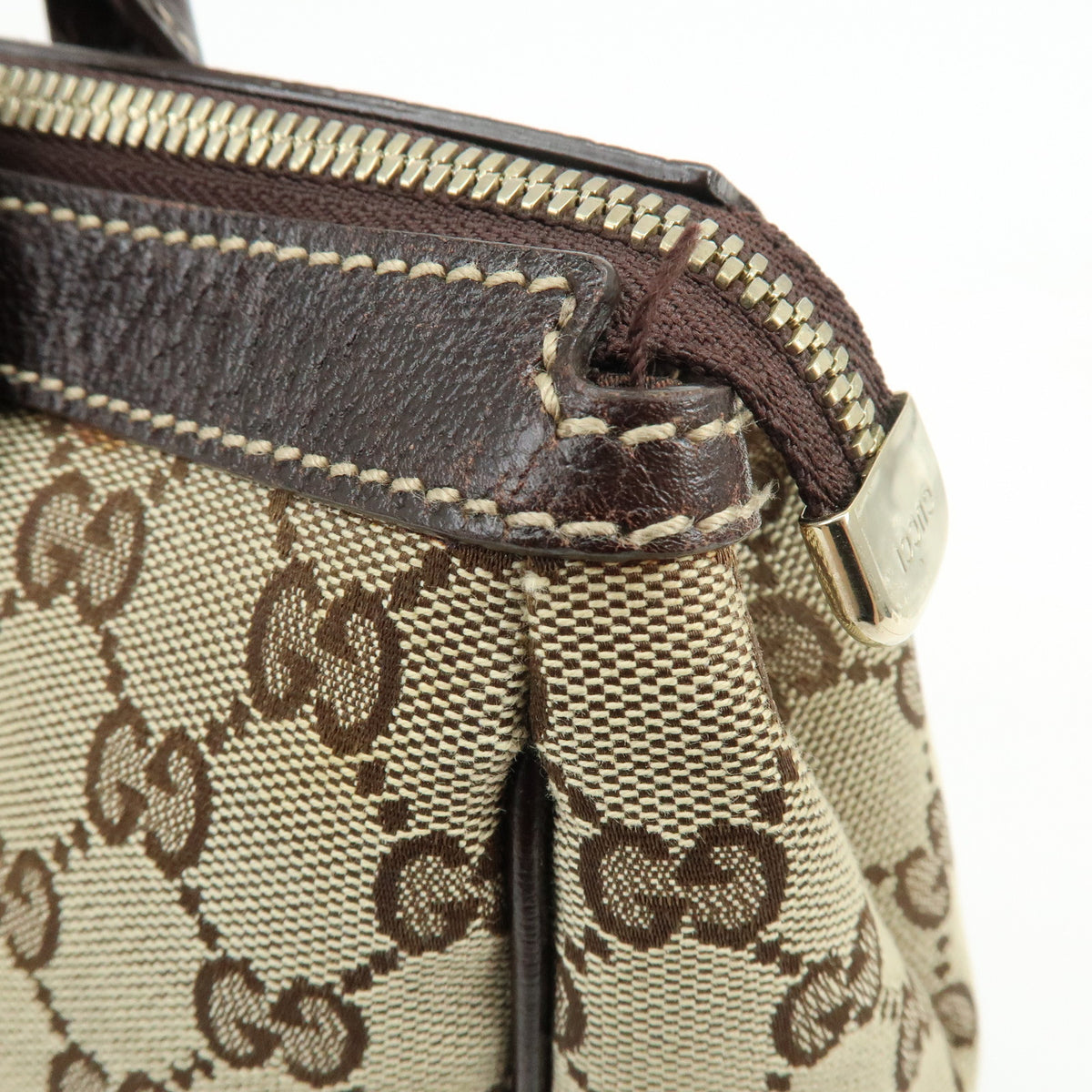 GUCCI Sherry GG Canvas Leather Shoulder Bag Tote Bag Brown Beige 177052