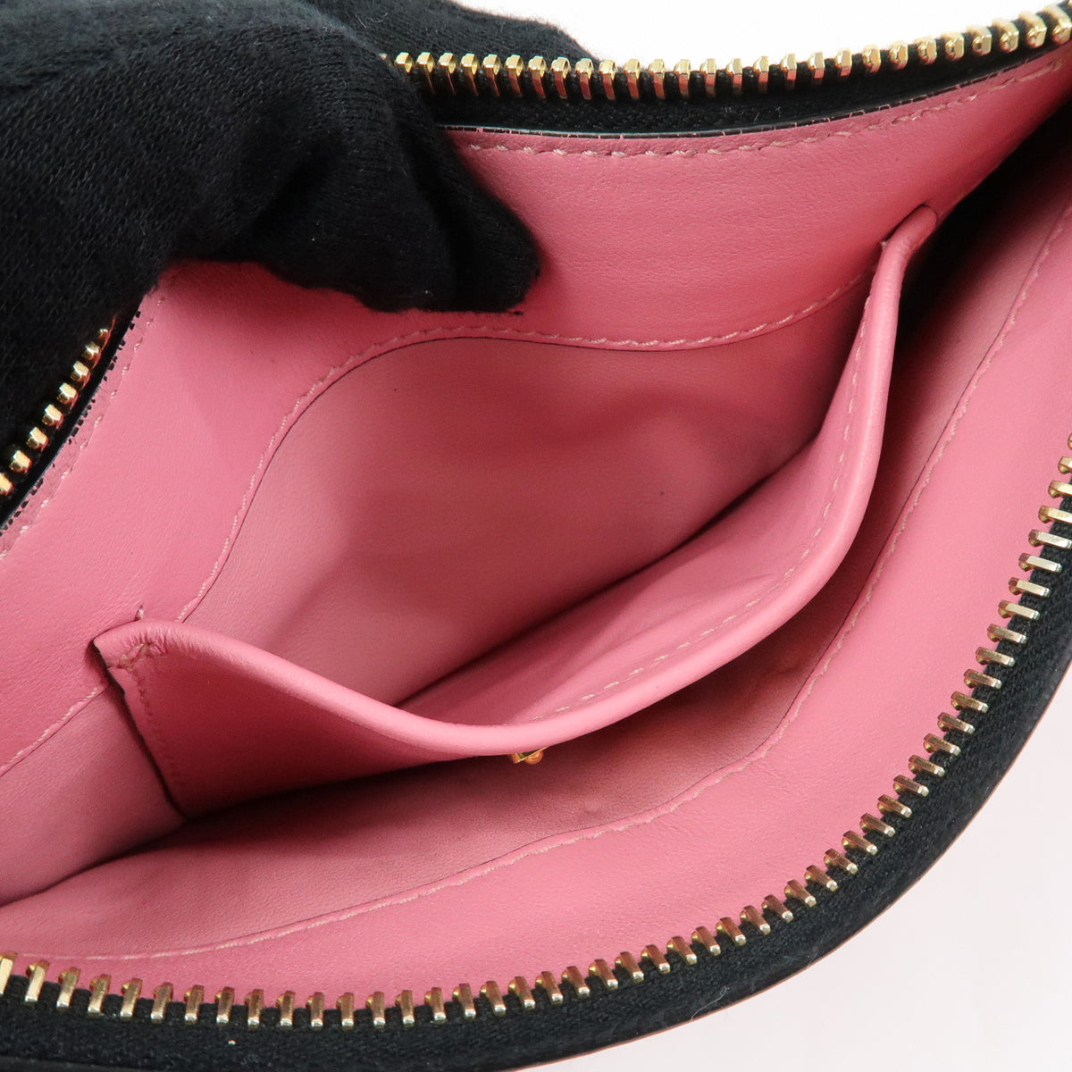 MIU MIU Logo Soft Calf Leather Clutch Bag Flat Pouch Pink 5N1890