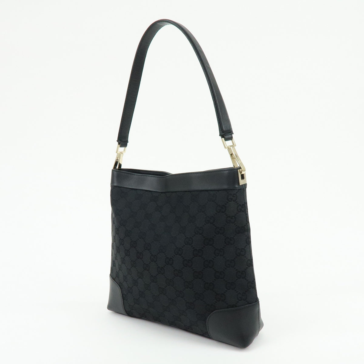 GUCCI GG Canvas Leather Shoulder Bag Hand Bag Black 33900