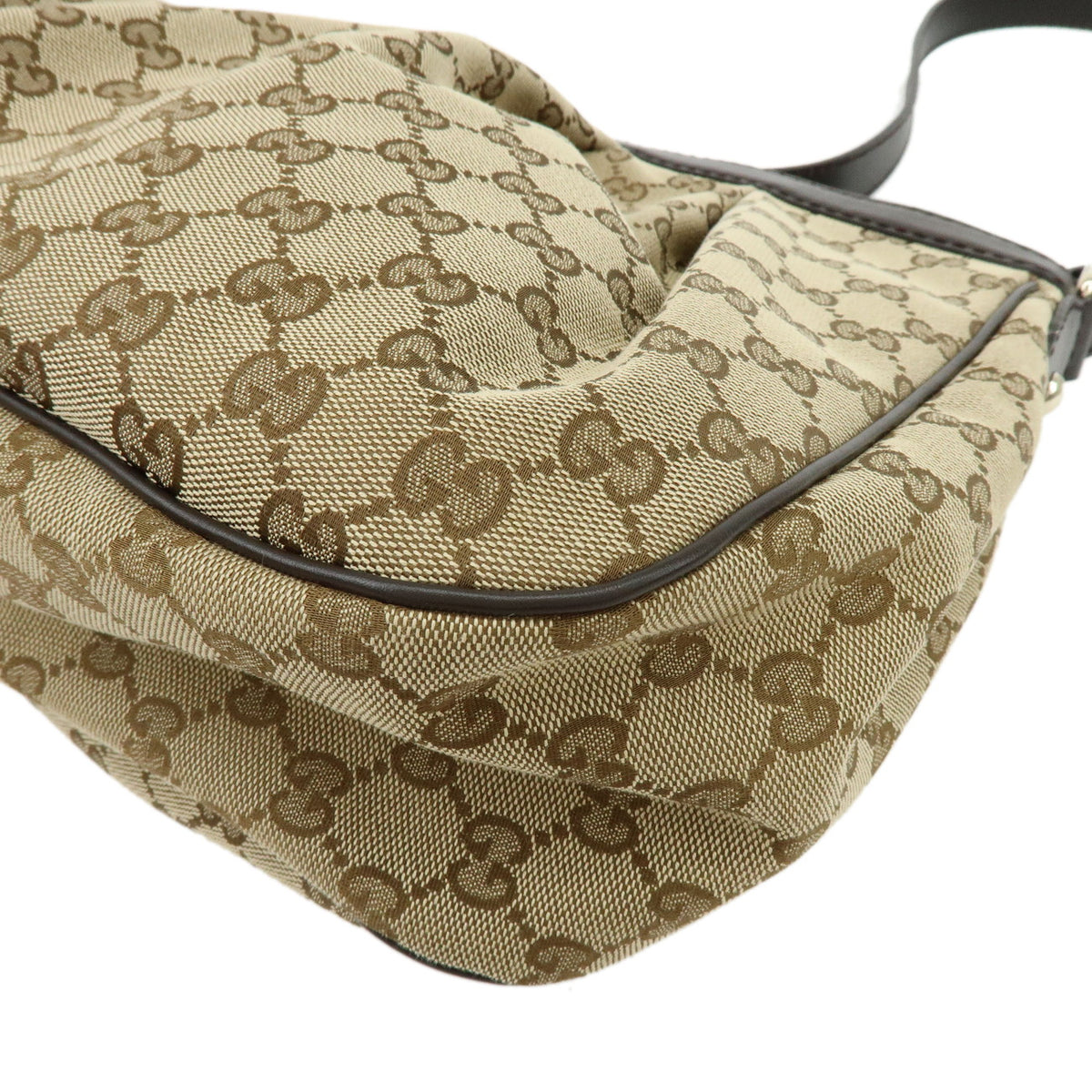 GUCCI Sukey Interlocking G GG Canvas Leather Shoulder Bag Brown 296834