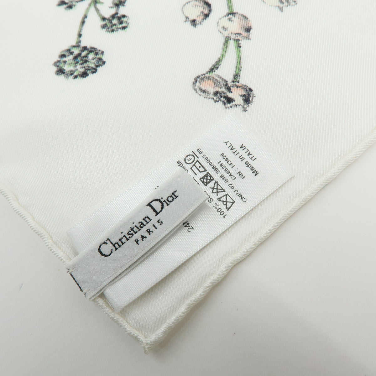 Christian Dior Silk 100% Pietro Ruffo Scarf Shawl White Multicolor