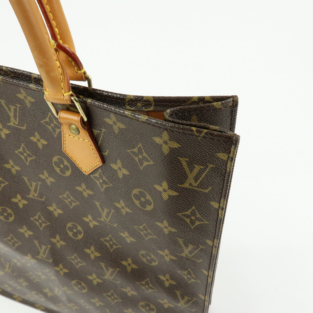 Louis Vuitton Monogram Sac Plat Tote Bag Hand Bag Brown M51140