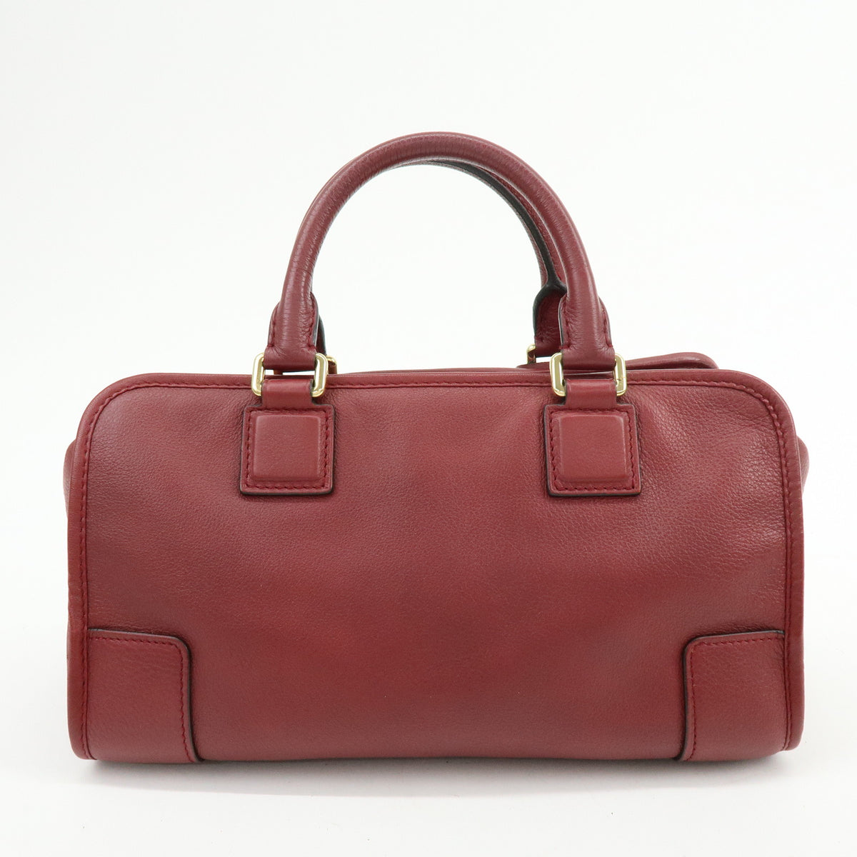 LOEWE Anagram Amazona 28 Leather Hand Bag Boston Bag Wine Red