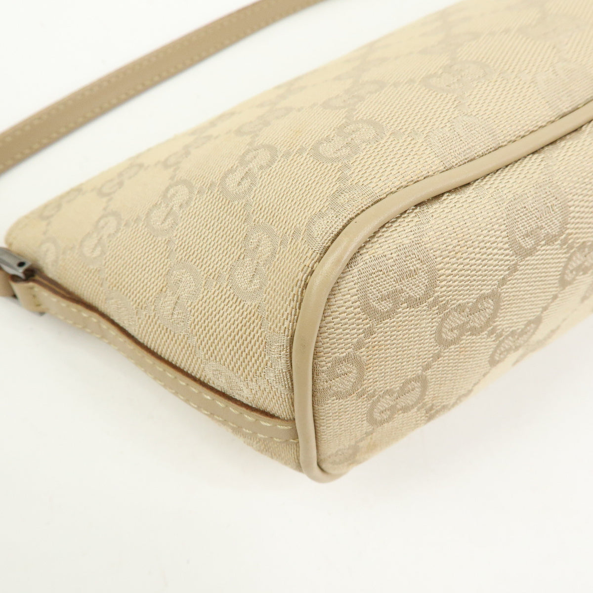 GUCCI Boat Bag GG Canvas Hand Bag Accessory Pouch Beige 07198