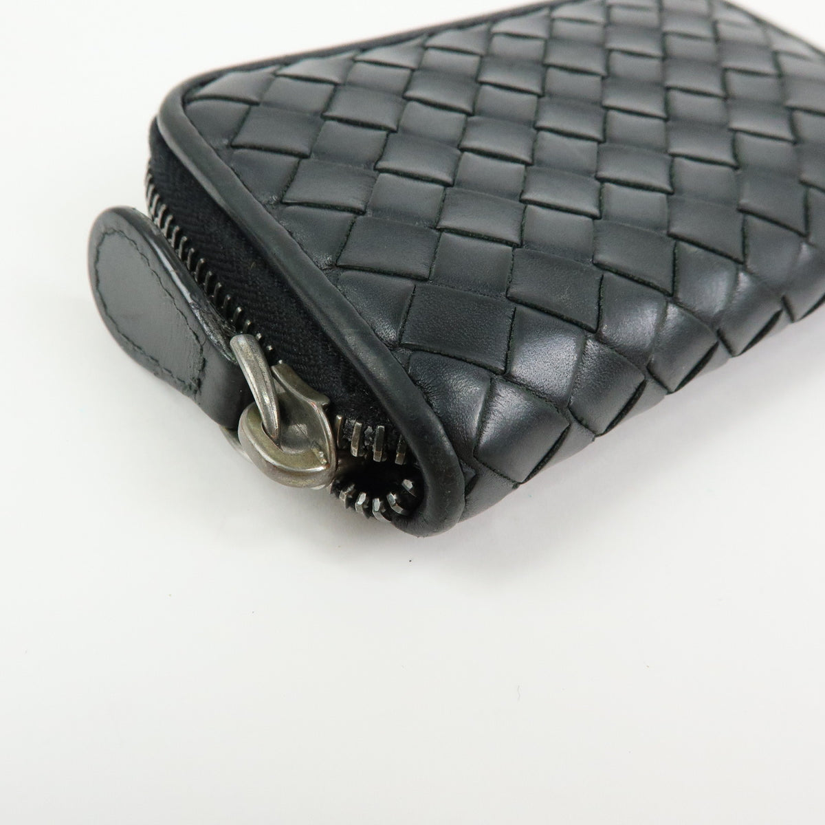 BOTTEGA VENETA Intrecciato Leather Coin Case Black V4651