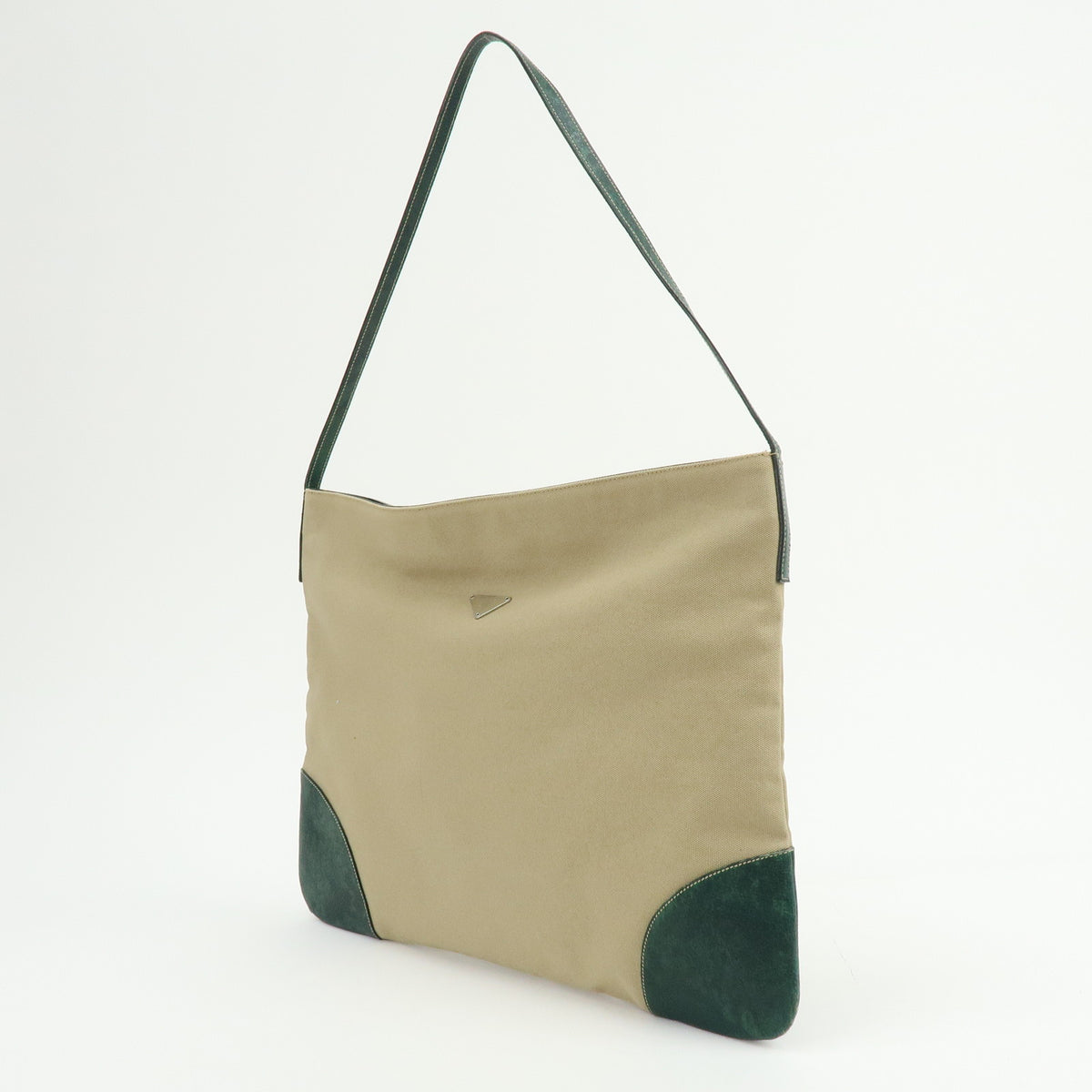 PRADA Triangle Logo Canvas Leather Shoulder Bag Crossbody Bag VS0032