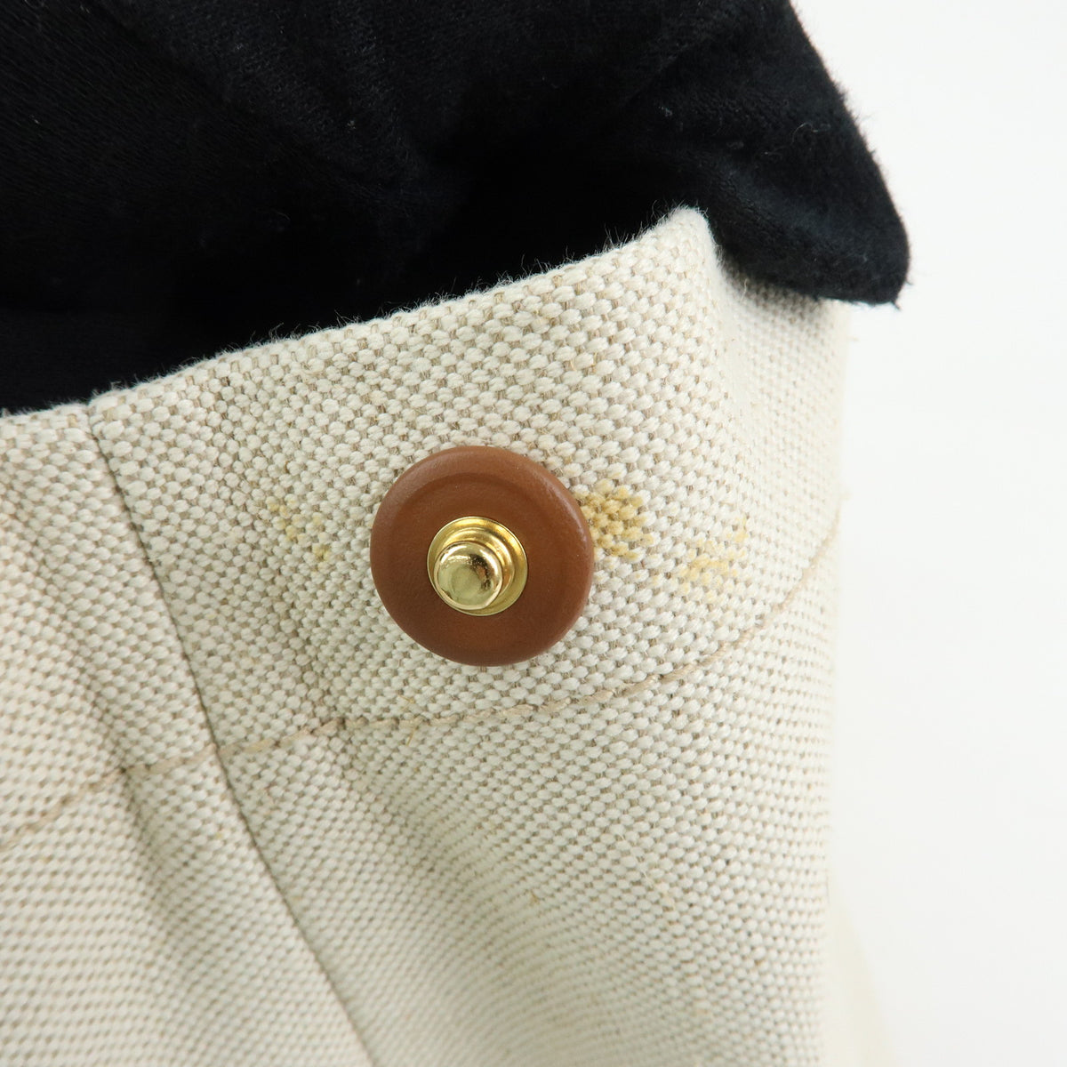 PRADA Logo Linen Leather Tote Bag Shoulder Bag Natural Brown 1BG356