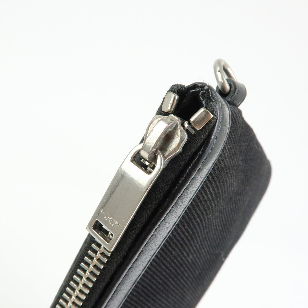 SAINT LAURENT PARIS Rive Gauche Clutch Bag Pouch Black White 565722