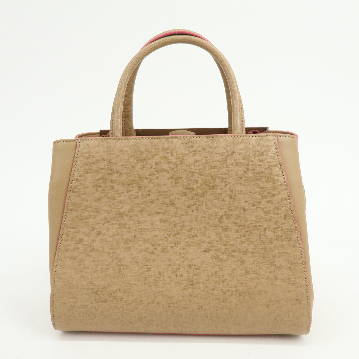 FENDI PETITE 2JOURS Calf Leather 2Way Bag Hand Bag Beige Pink 8BH253