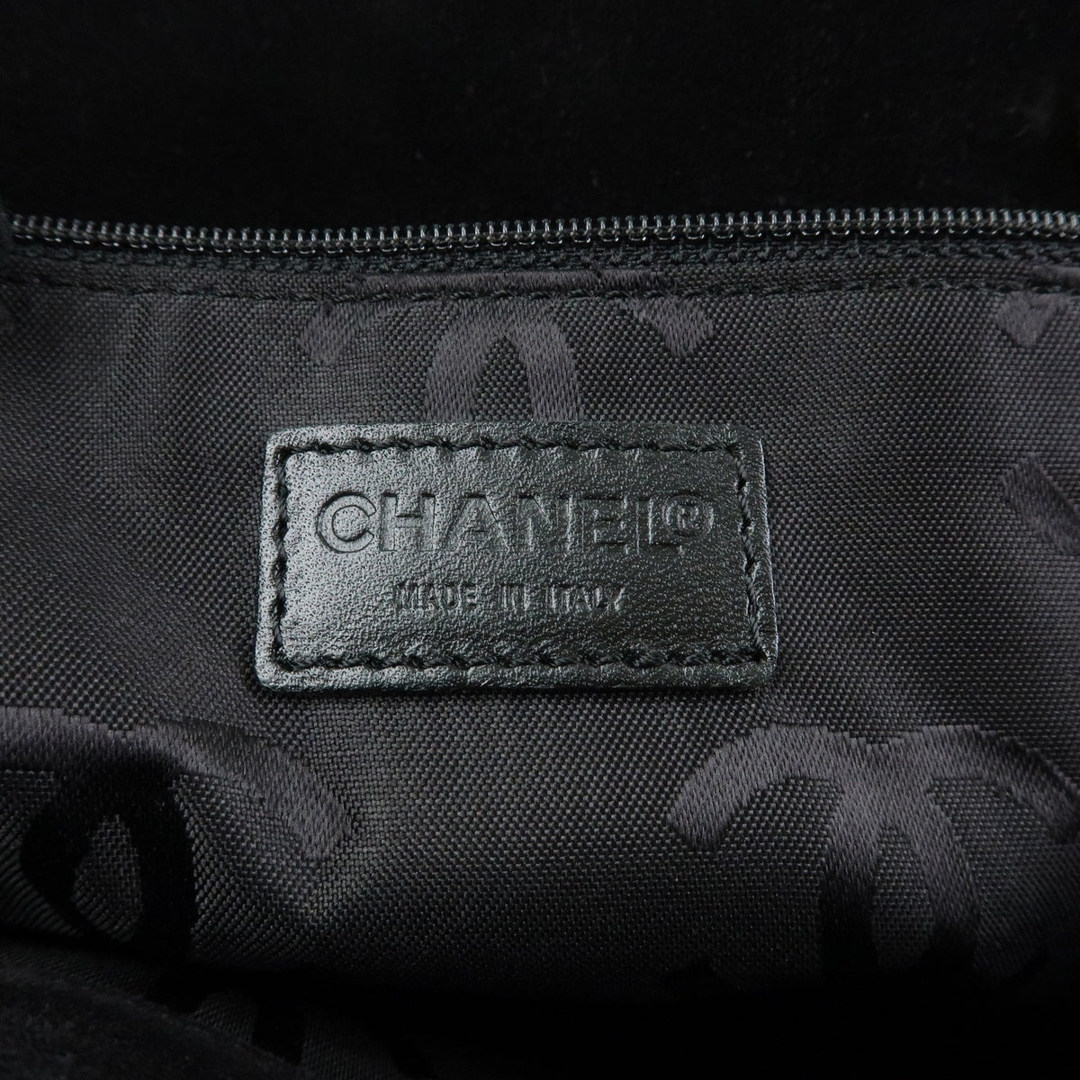 CHANEL COCO Mark Wild Stitch Suede Leather Shoulder Bag Tote Bag Black