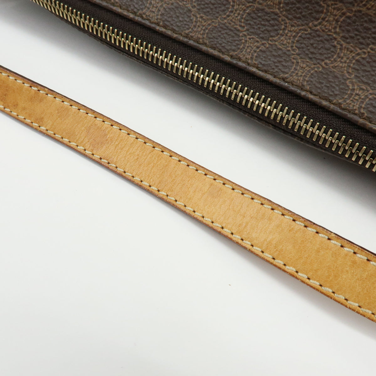 CELINE Macadam PVC Leather Hand Bag Shoulder Bag Brown