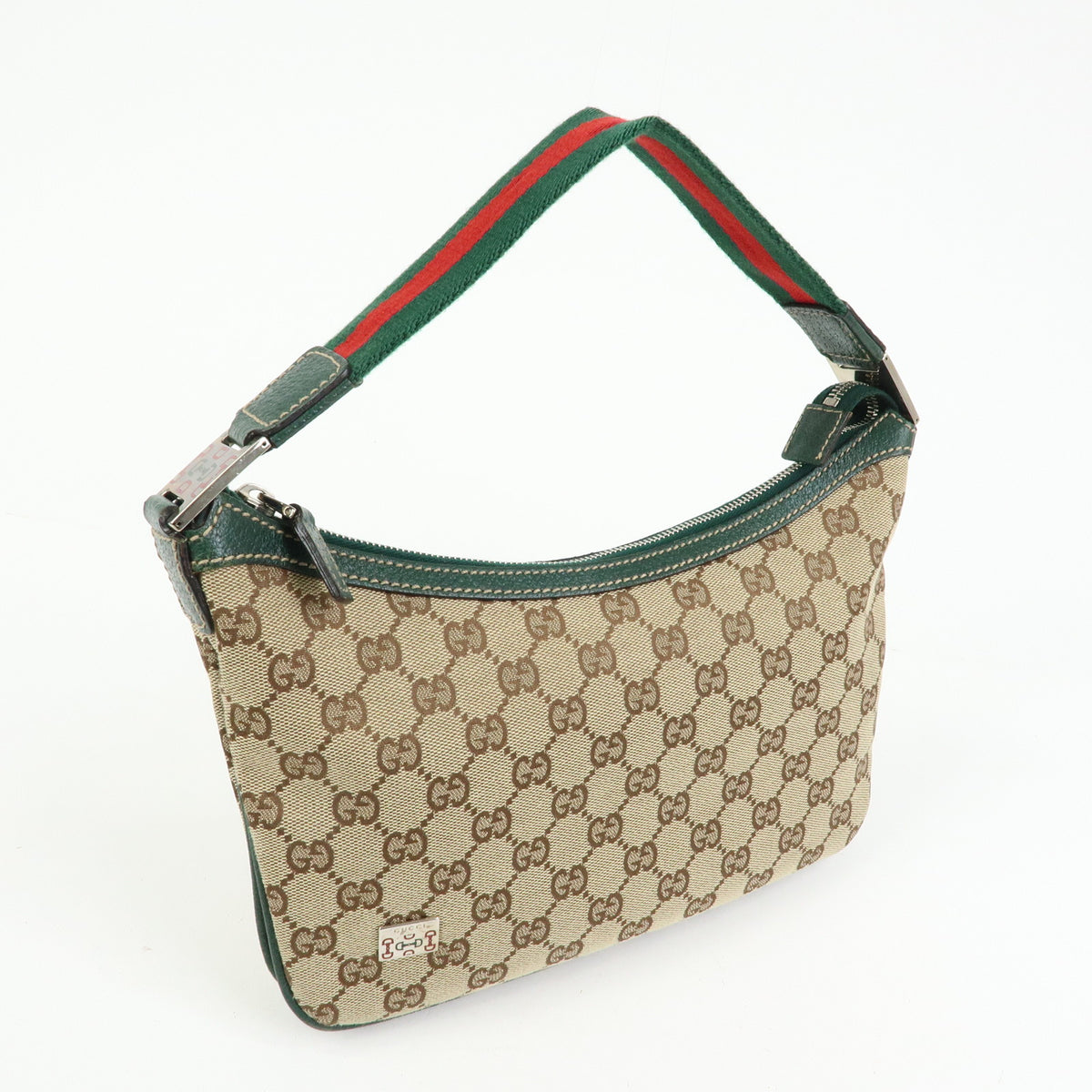 GUCCI Sherry GG Canvas Leather Shoulder Bag Beige Green Red 145812
