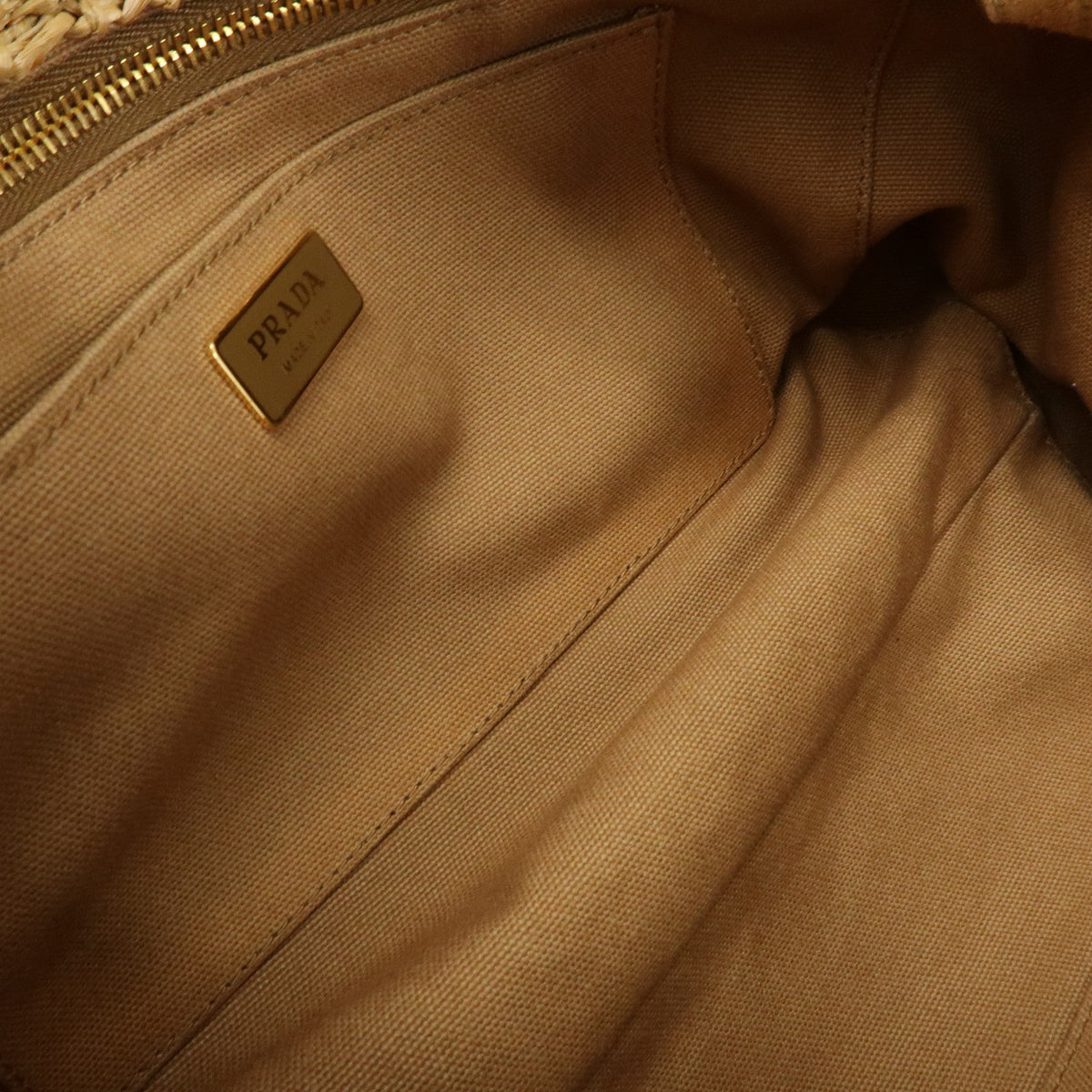 PRADA Canapa Triangle Logo Tricot Raffia 2Way Bag Camel Orange 1BG153