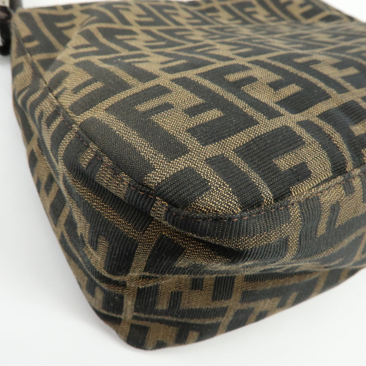 FENDI Mamma Baguette Zucca Jacquard Canvas Leather Shoulder Bag 26325