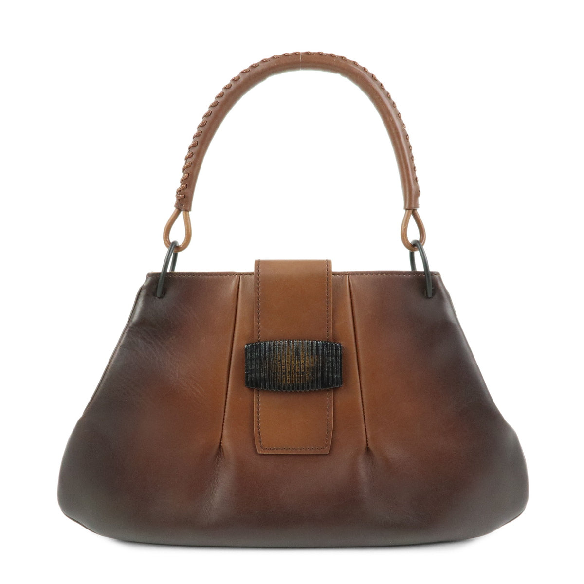 GUCCI Leather Wooden Clasp Shoulder Bag Hand Bag Gradation Brown 105374