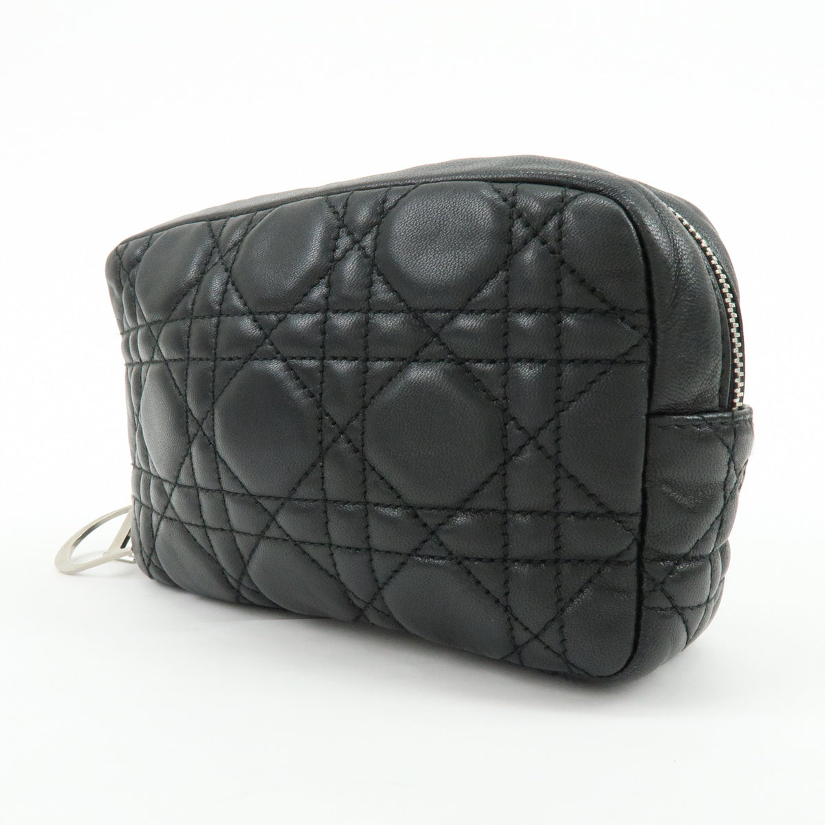 Christian Dior Lady Dior Cannage Accessory Pouch Makeup Bag Black