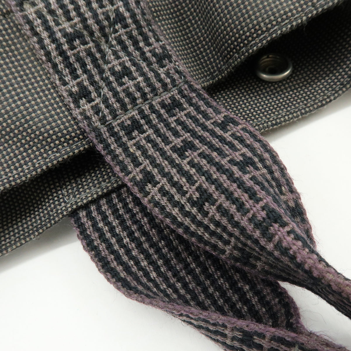 HERMES Her Line MM Canvas Hand Bag Tote Bag Gray Black