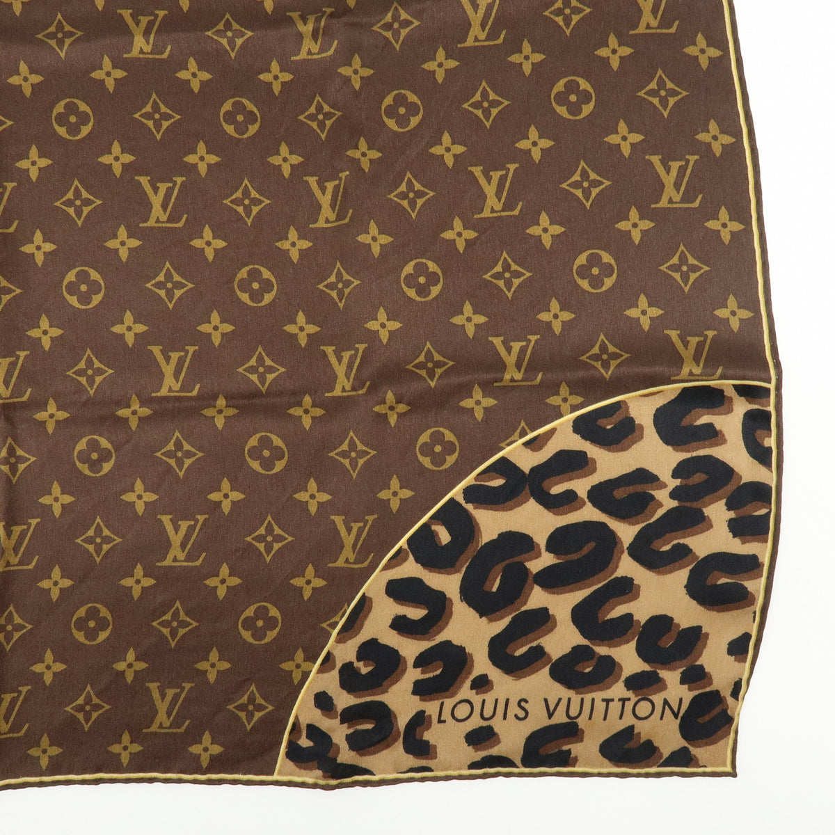 Louis Vuitton Monogram Lot of 2 Silk 100% Scarf Brown Navy