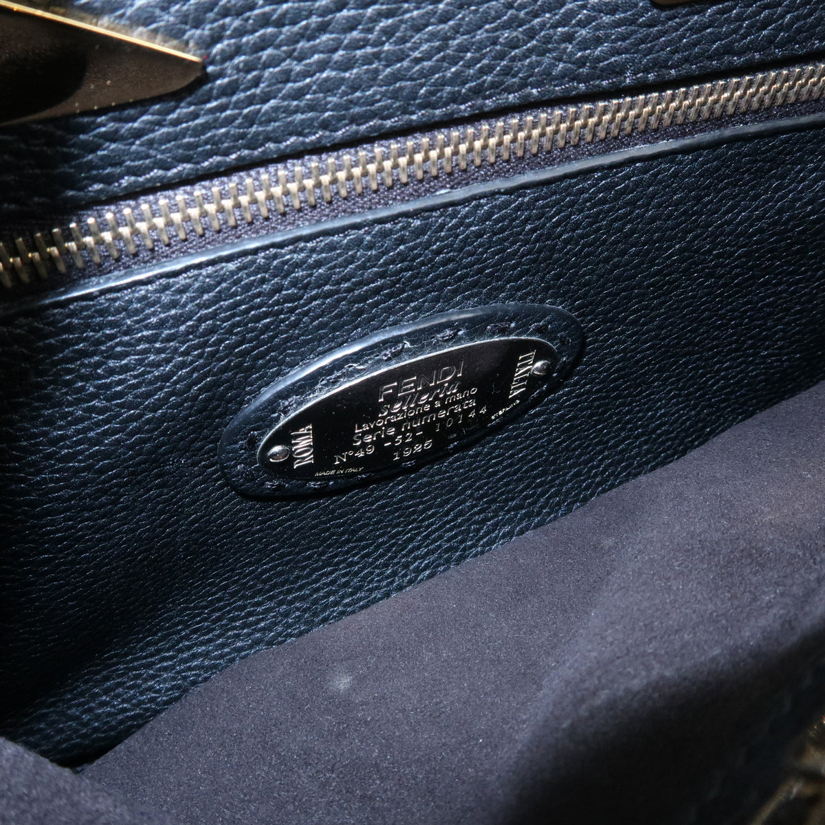 FENDI Peekaboo Seleria Calf Leather 2Way Hand Bag Black 7VA422
