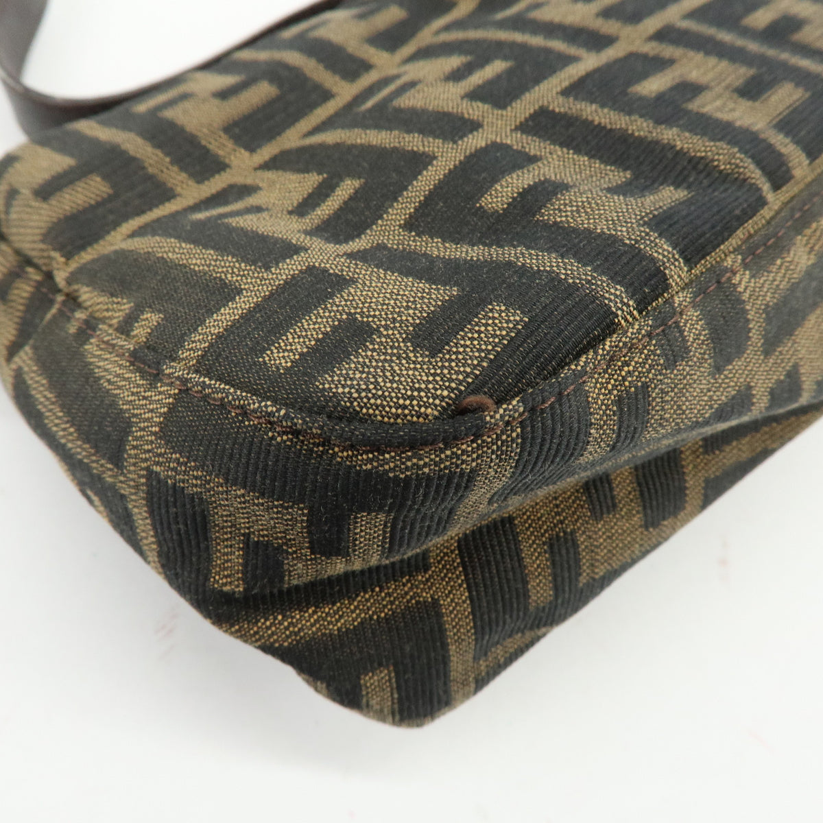 FENDI Zucca Canvas Leather Hand Bag Shoulder Bag Brown 26722