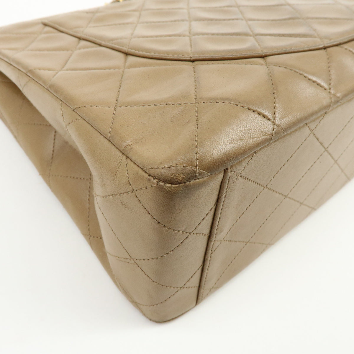 CHANEL Jumbo Matelasse 34 Lamb Skin Shoulder Bag Hand Bag Brown A01094