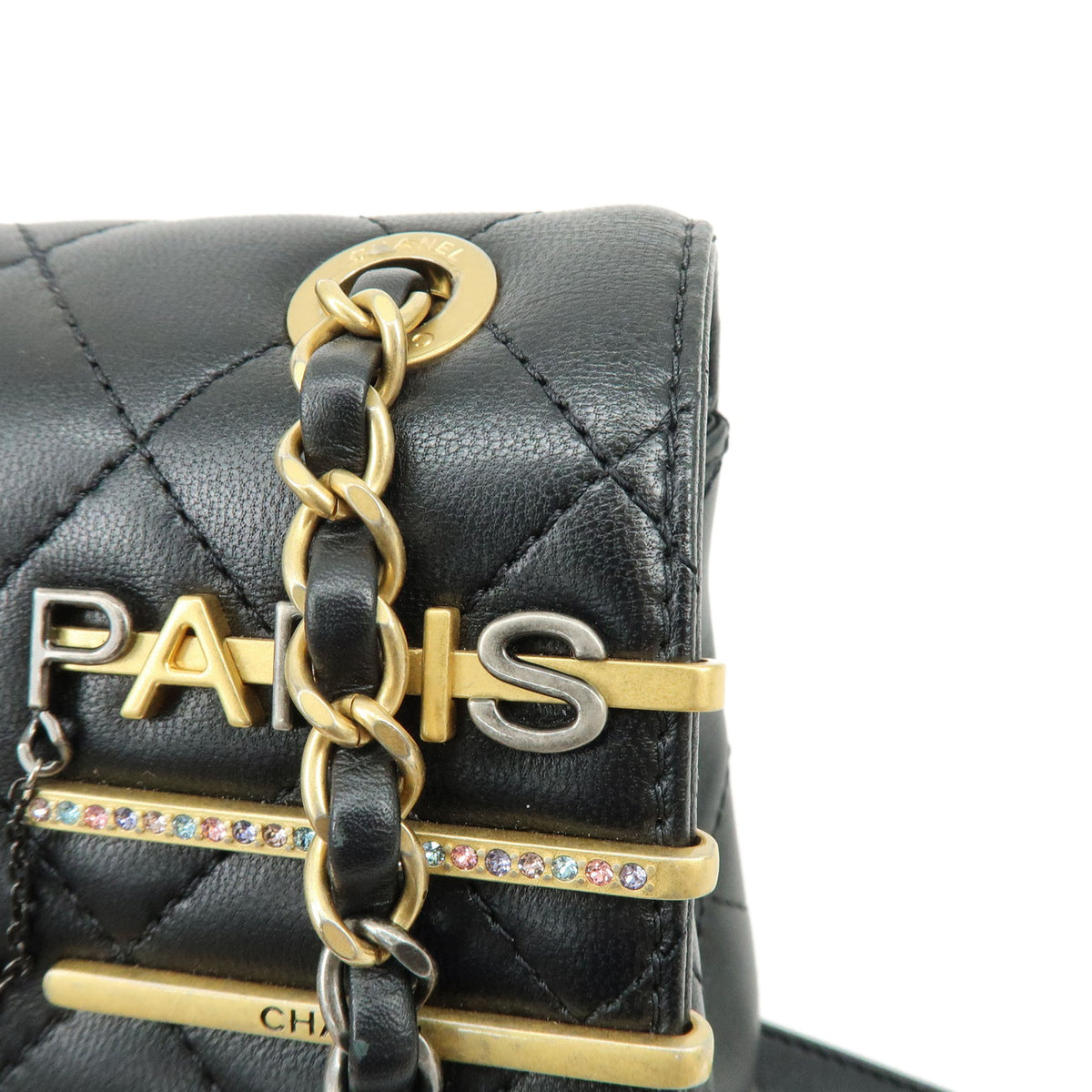 CHANEL Mini Matelasse Lamb Skin Shoulder Bag Hand Bag Black AS2978