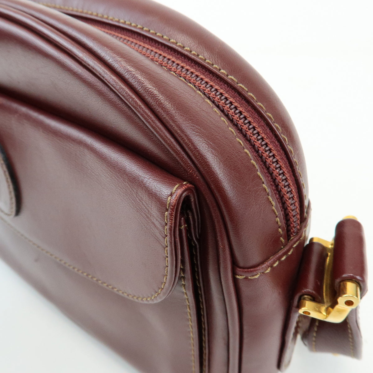Cartier Must de Cartier Leather Shoulder Bag Bordeaux Wine Red