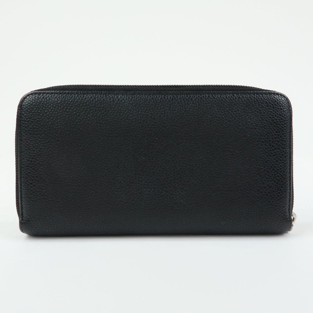 CHANEL COCO Mark Caviarskin Round Zippy Long Wallet Black A50071