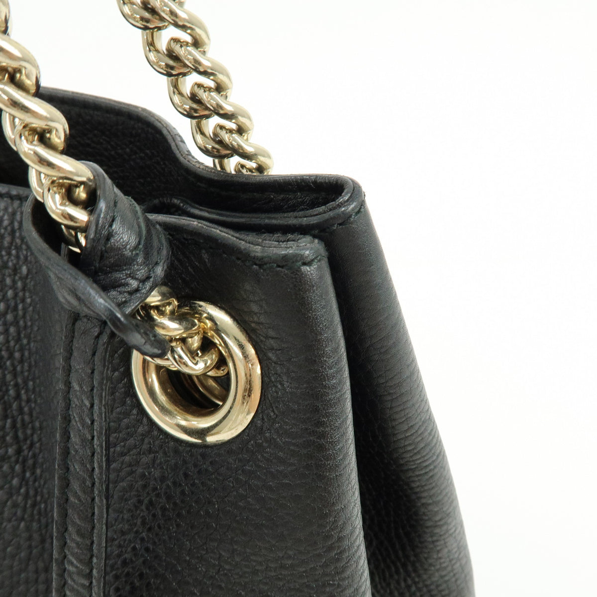 GUCCI SOHO Interlocking G Leather Chain Shoulder Bag Black 308982