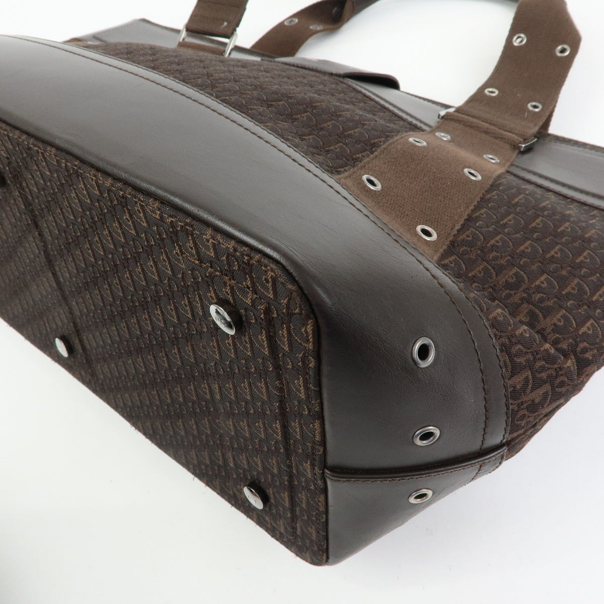 Christian Dior Trotter Street Chic Canvas Leather Hand Bag Brown