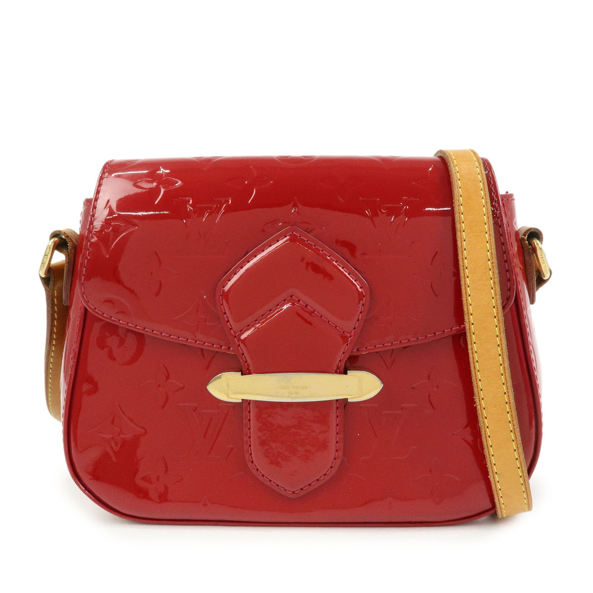 Louis Vuitton Monogram Vernis Bellflower PM Shoulder Bag Red M91705