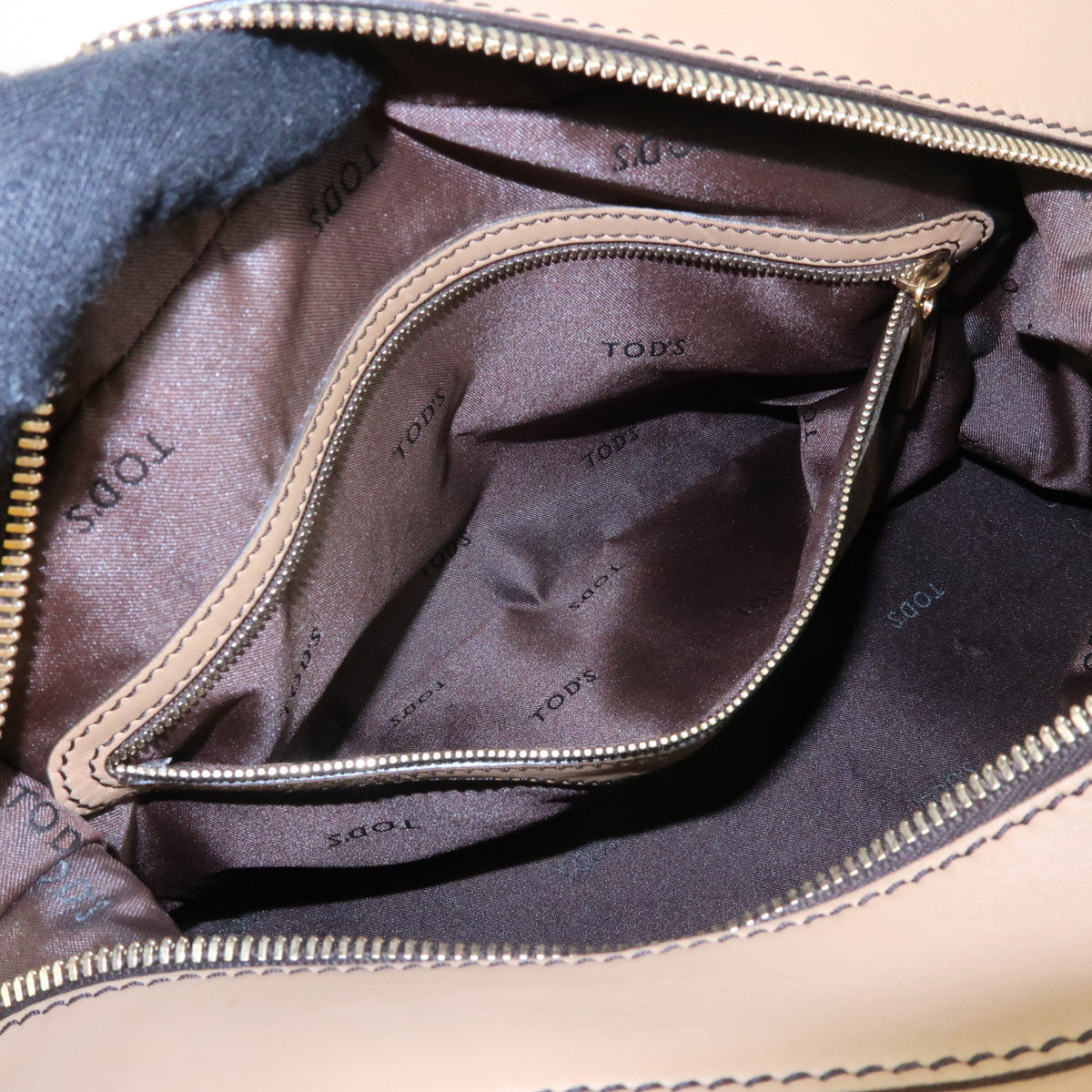 TOD'S  D Styling Leather 2Way Bag Hand Bag Shoulder Bag Beige