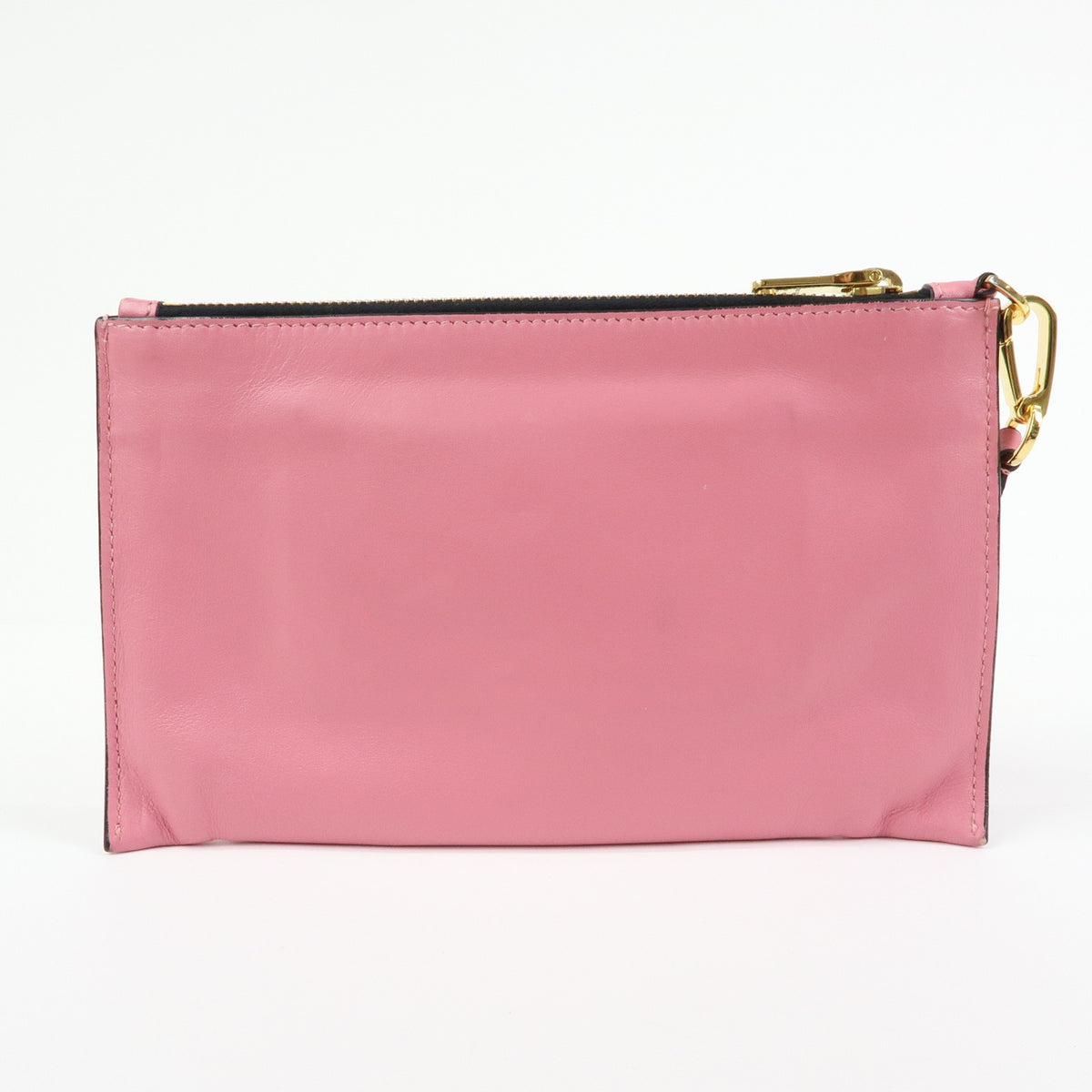 MIU MIU Logo Soft Calf Leather Clutch Bag Flat Pouch Pink 5N1890