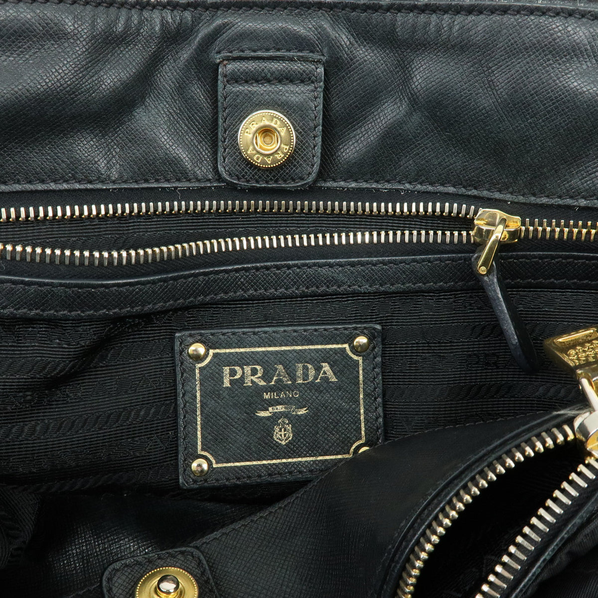 PRADA Nylon Saffiano Leather Shoulder Bag Hand Bag Black