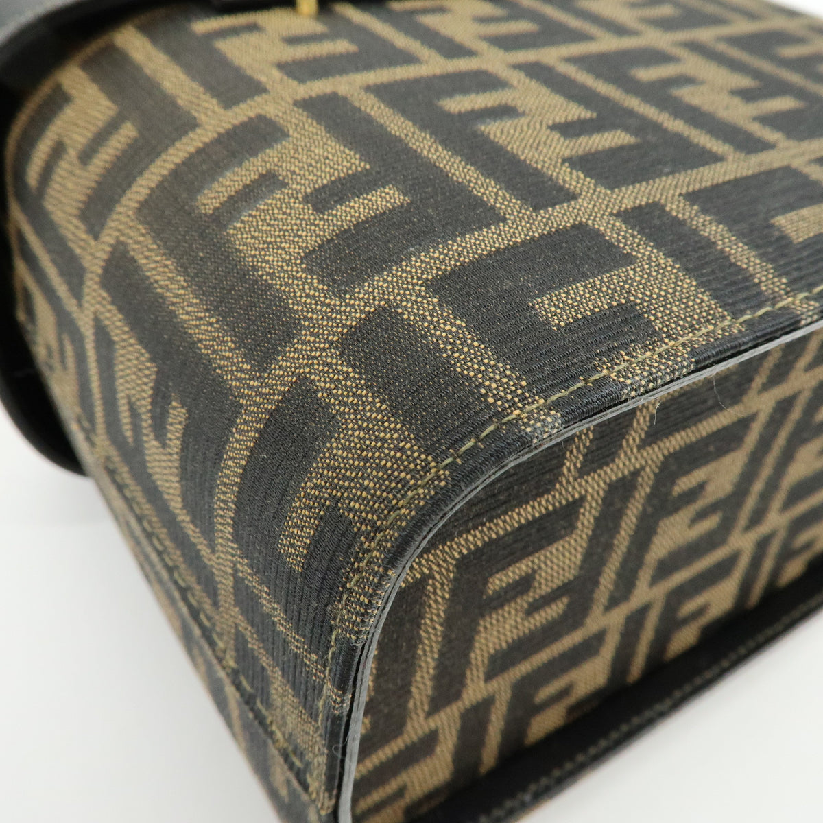 FENDI Zucca Canvas Leather 2Way Vanity Bag Shoulder Bag Brown 09149311