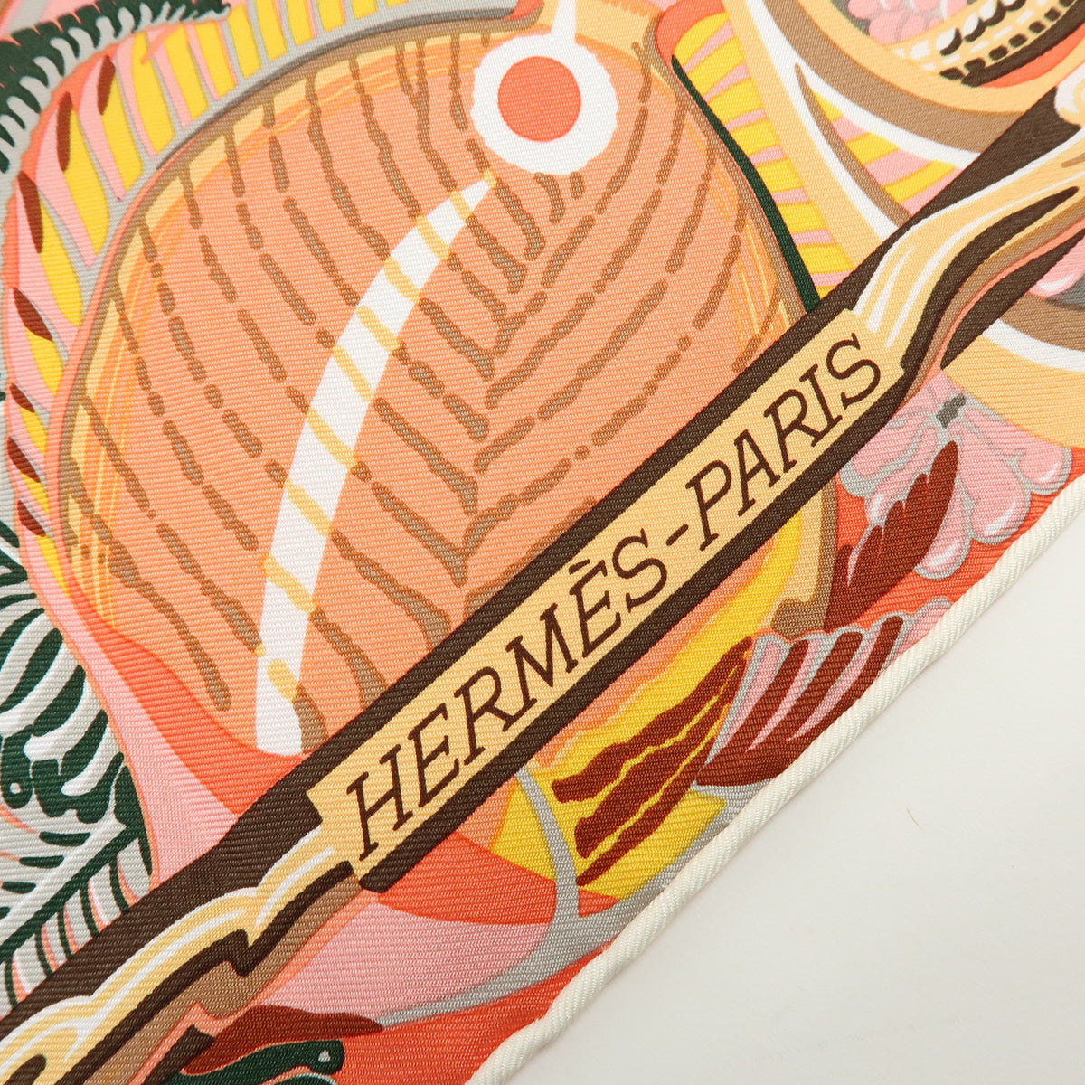 HERMES Carre 90 Silk 100% Scarf De la Mer au Ciel Orange
