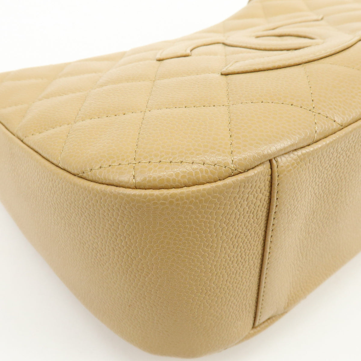 CHANEL COCO Mark Matelasse Caviaskin Chain Shoulder Bag Beige A20993