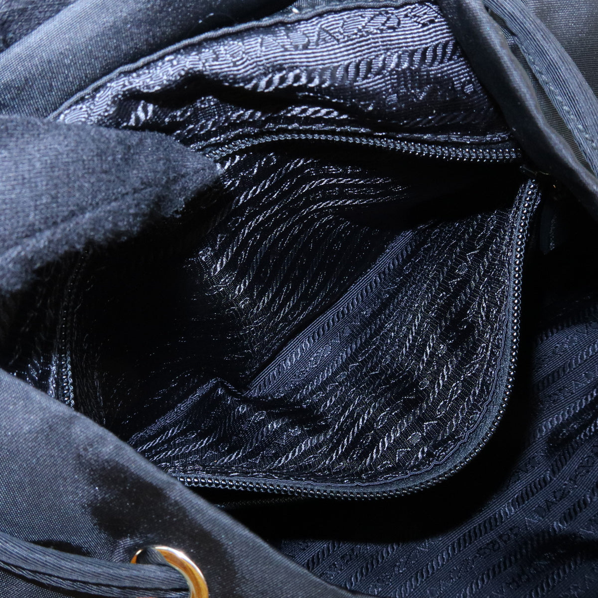 PRADA Triangle Logo Nylon Saffiano Leather Backpack Rucksack Black