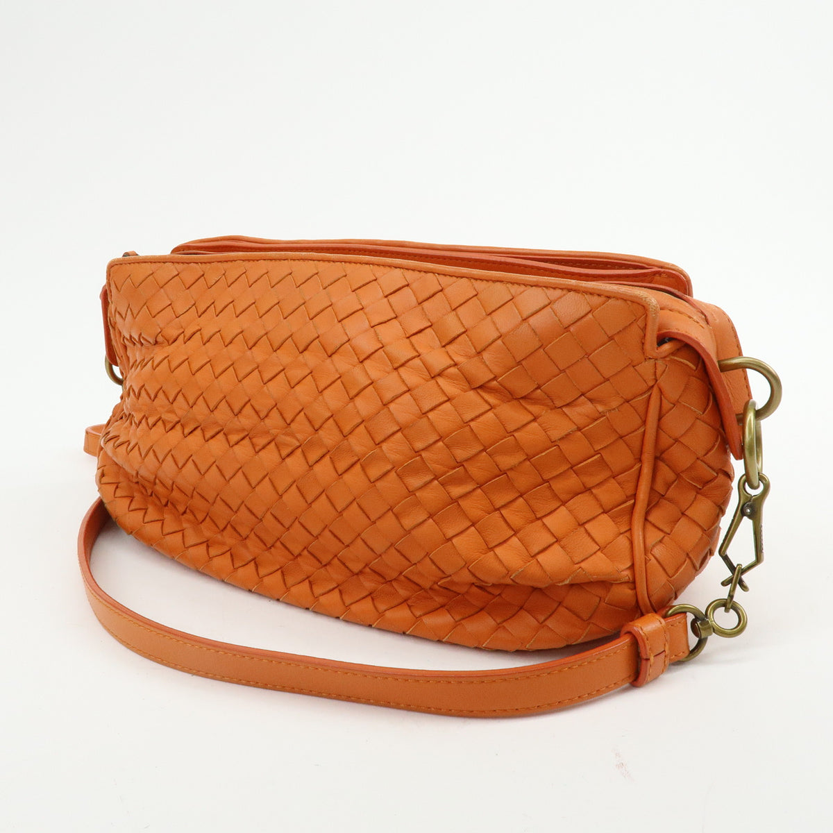 BOTTEGA VENETA Intrecciato Leather Shoulder Crossbody Bag Orange 192661