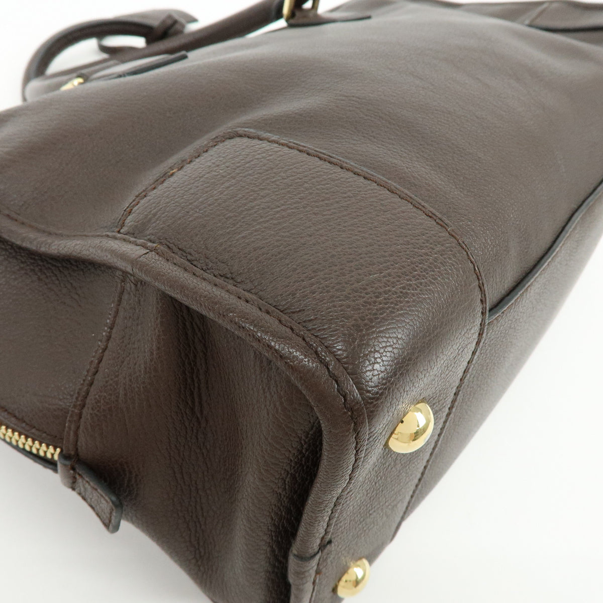 LOEWE Anagram Amazona 35 Leather Boston Bag Hand Bag Dark Brown