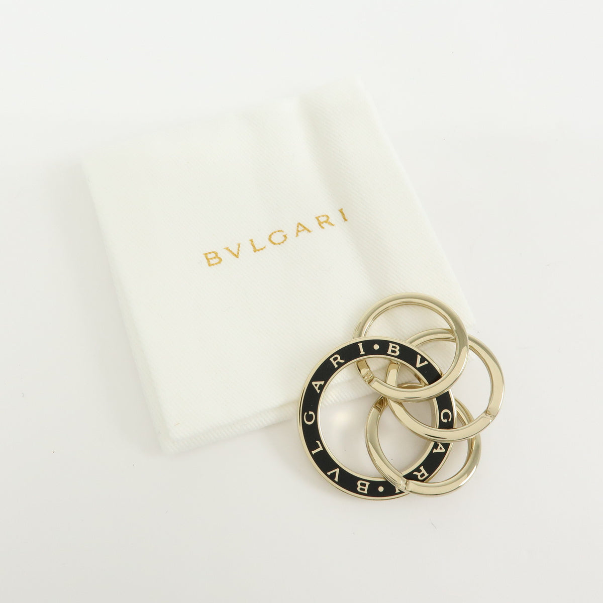 BVLGARI BVLGARI Triple Metal Key Ring Bag Charm Gold Black