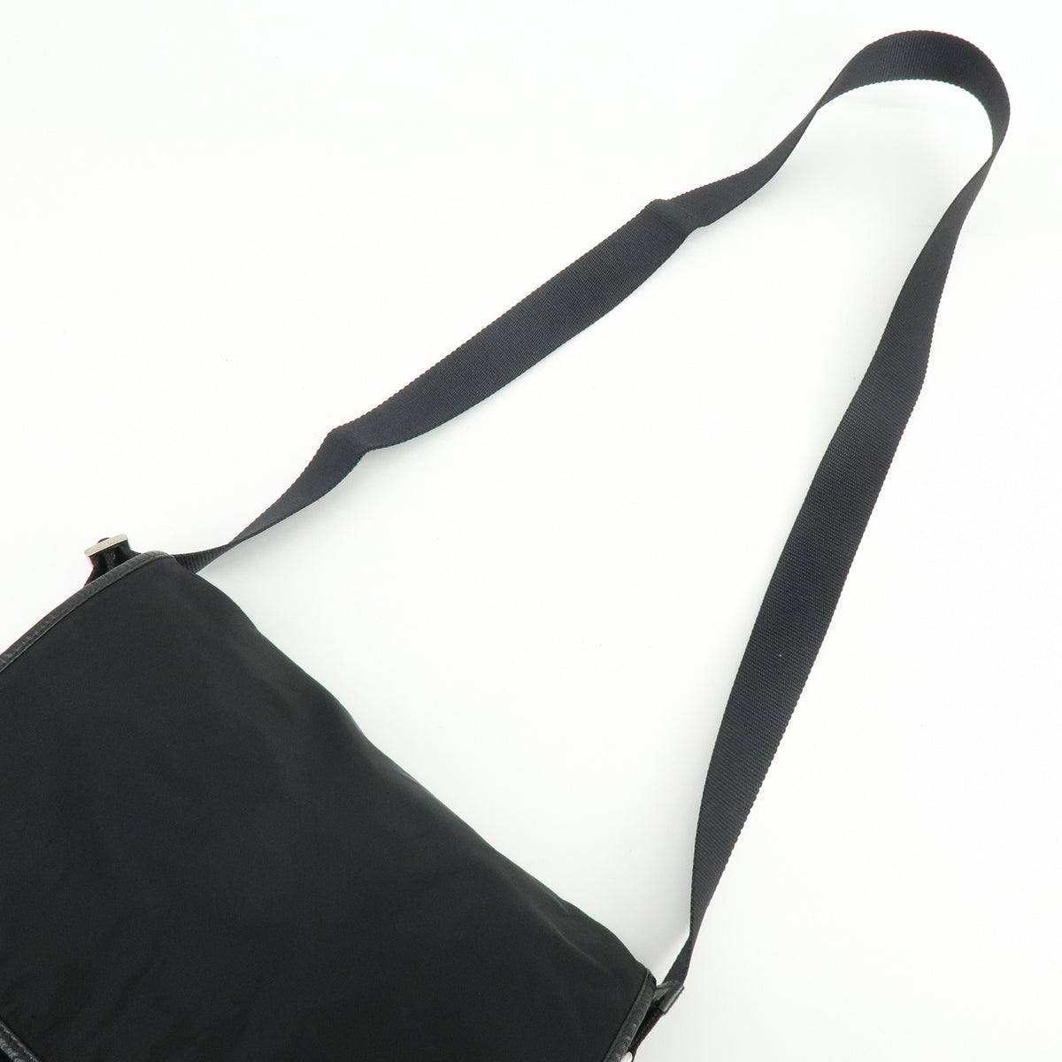 PRADA Triangle Logo Nylon Saffiano Leather Shoulder Bag Crossbody Bag