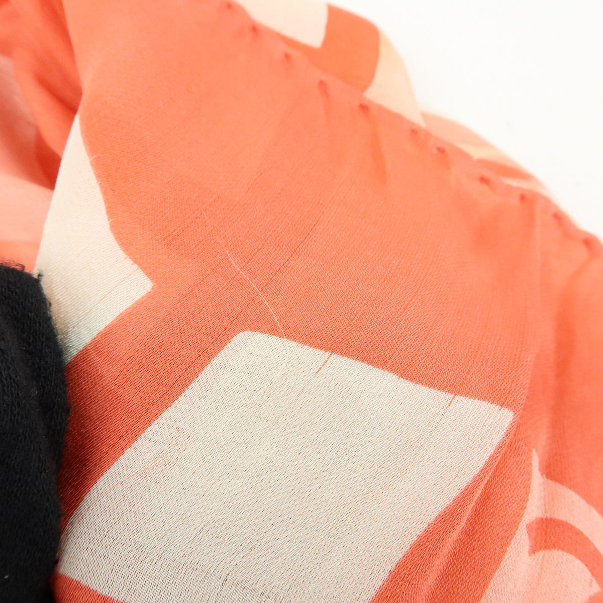 CHANEL COCO Mark Silk 100% Scarf Pink Orange White