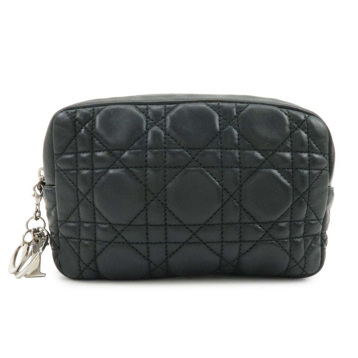 Christian Dior Lady Dior Cannage Accessory Pouch Makeup Bag Black