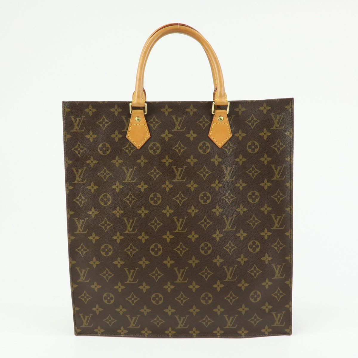 Louis Vuitton Monogram Sac Plat Tote Bag Hand Bag Brown M51140