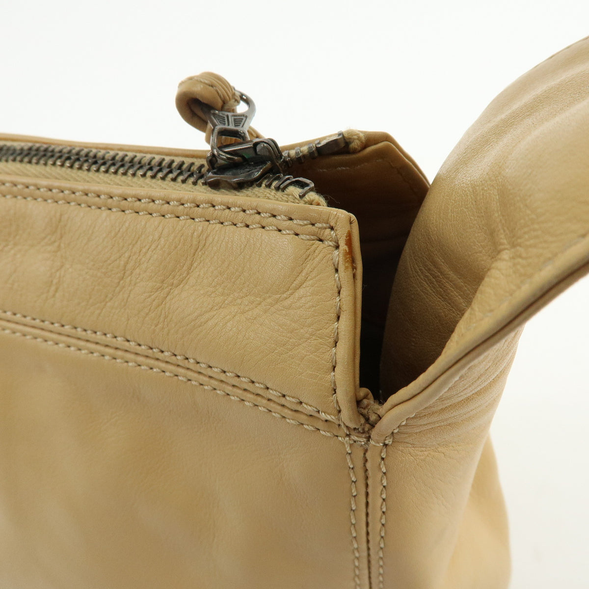 CHANEL COCO Mark Lamb Skin Shoulder Bag Hand Bag Beige