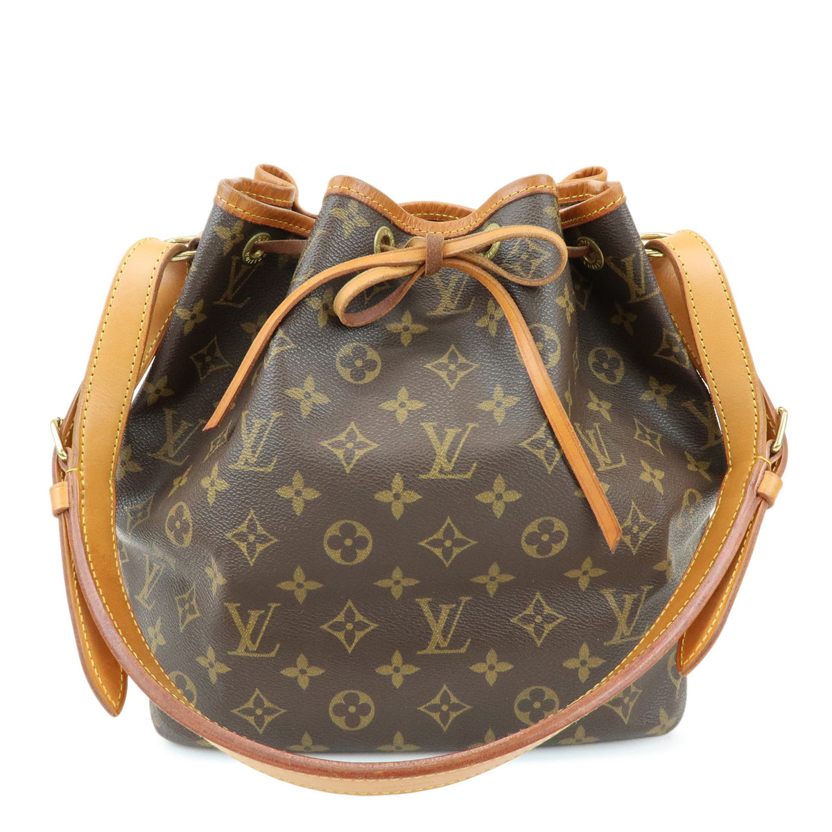 Louis Vuitton Monogram Petit Noe Leather Shoulder Bag Brown M42226